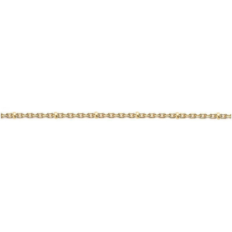Chaine fine en maille fantaisie forçat et mini perle plaqué or