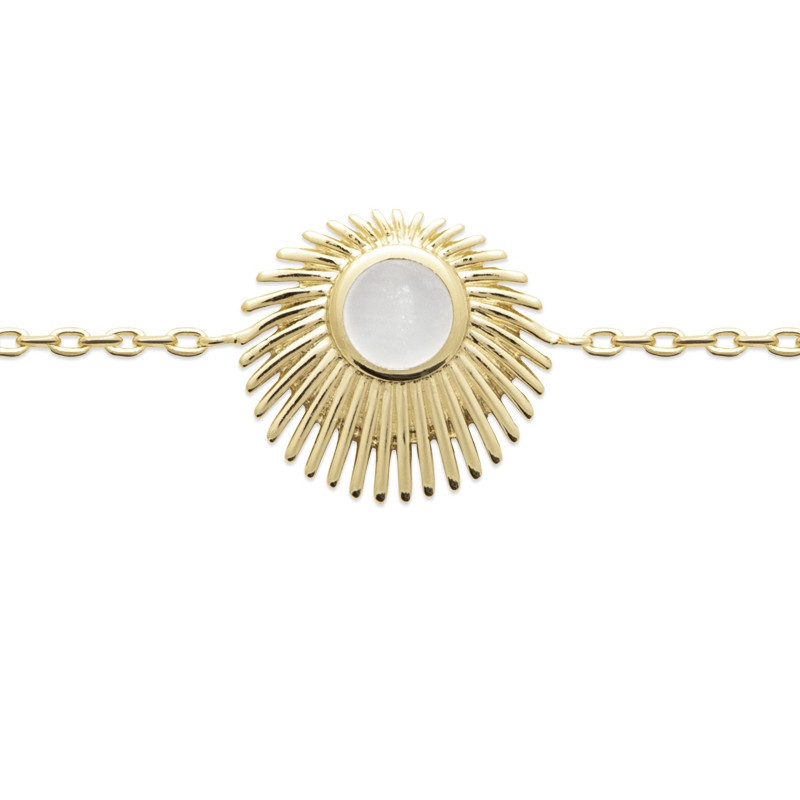 Bracelet plaqué or soleil et nacre