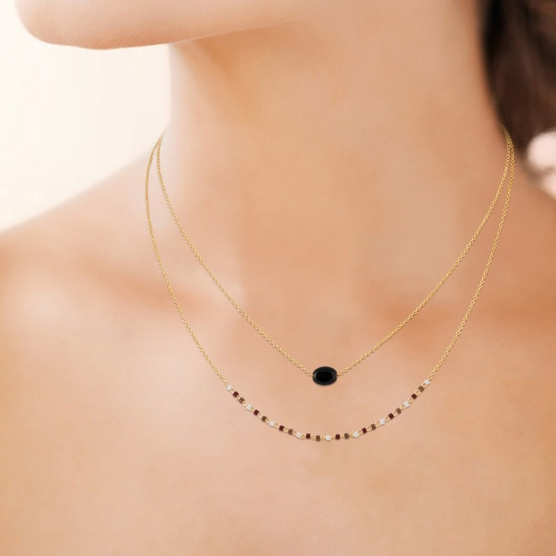 Collier double Pierre Noire