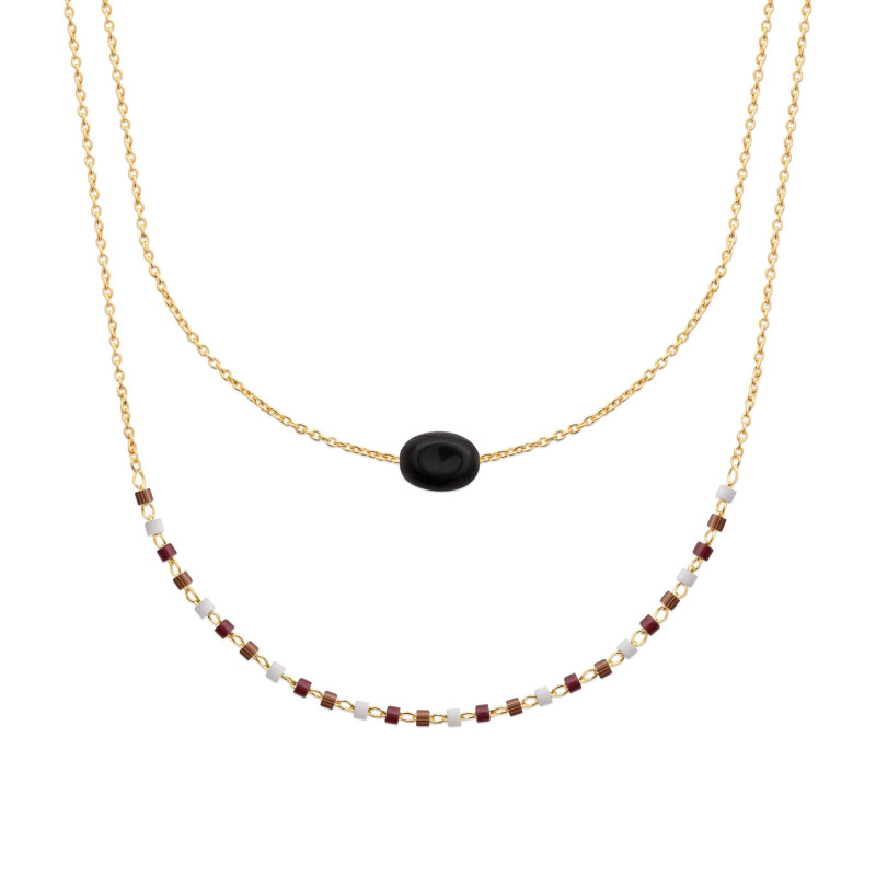 Collier double Pierre Noire