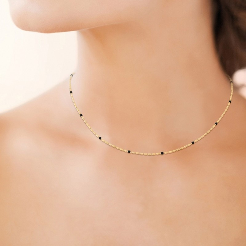 Chaine Fantaisie Perles Noires