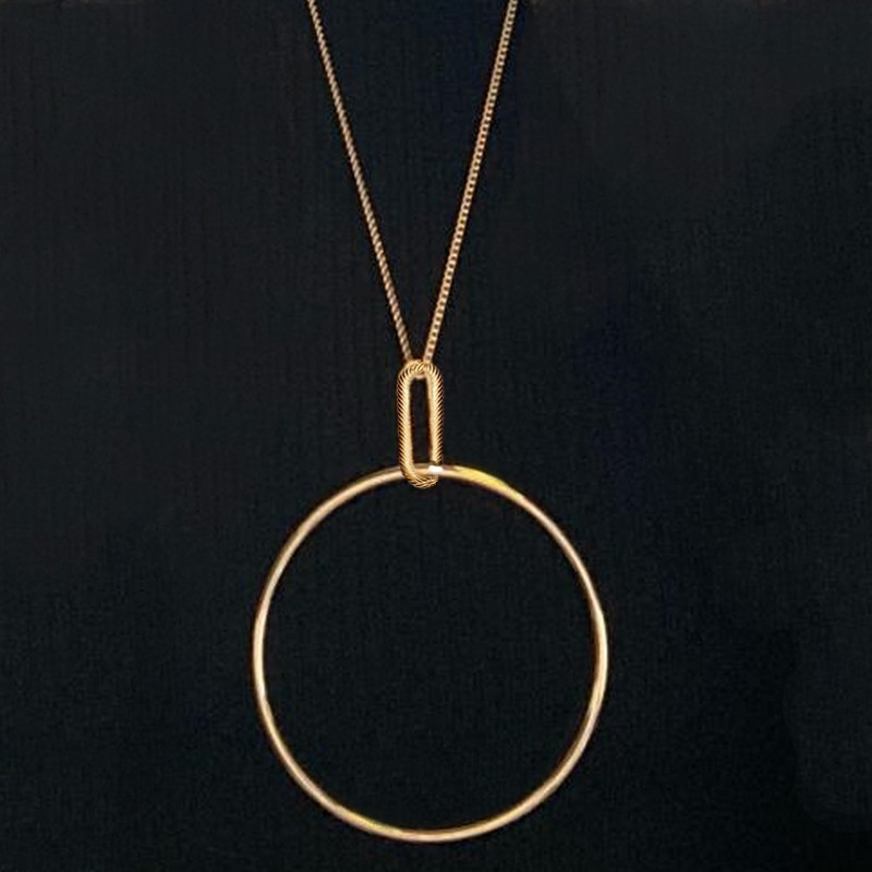 Collier sautoir anneau jonc plaqué or 