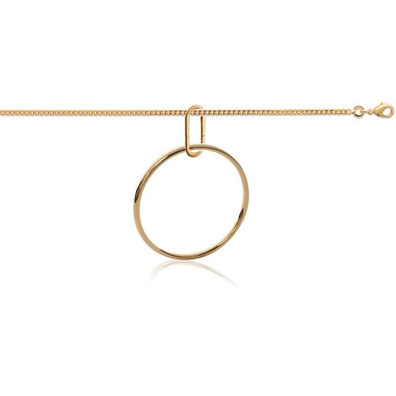 Collier sautoir anneau jonc plaqué or 