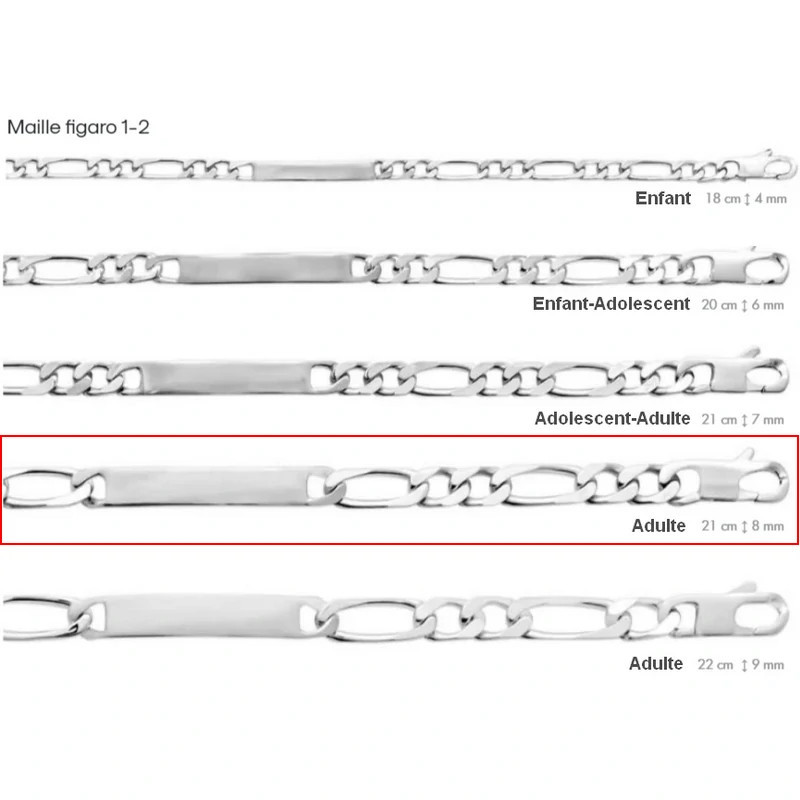 Bracelet Identité Argent Massif Homme 21 cm