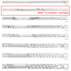 Bracelet Identité Argent Massif Maille Gourmette Serrée Enfant PréAdo