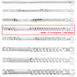 Bracelet Identité Argent Massif Maille Gourmette Serrée 10 ans et +