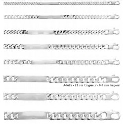 Bracelet Identité Argent Massif Maille Gourmette Serrée Adulte