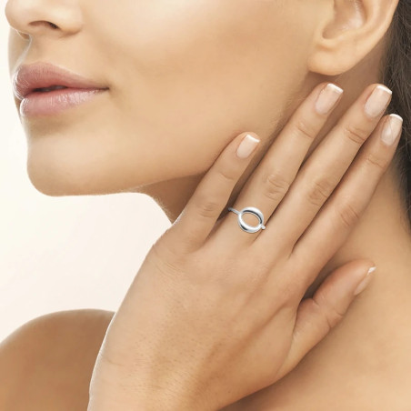 Bague argent 925 fine – rond incurvé ajouré – 2,25 g