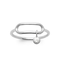 Bague argent 925 fine – ovale ajouré & zirconium blanc