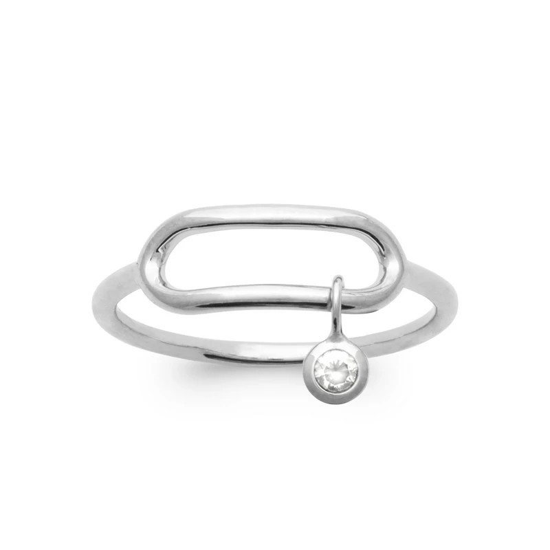 Bague argent 925 fine – ovale ajouré & zirconium blanc