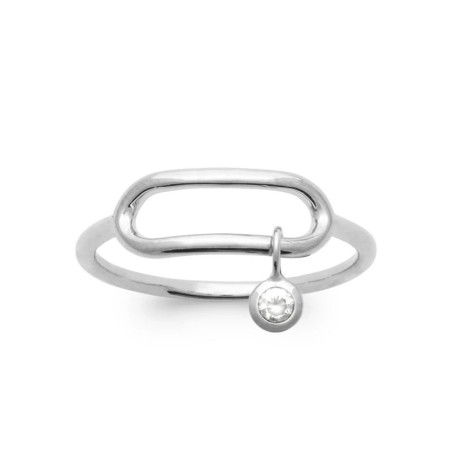 Bague argent 925 fine – ovale ajouré & zirconium blanc