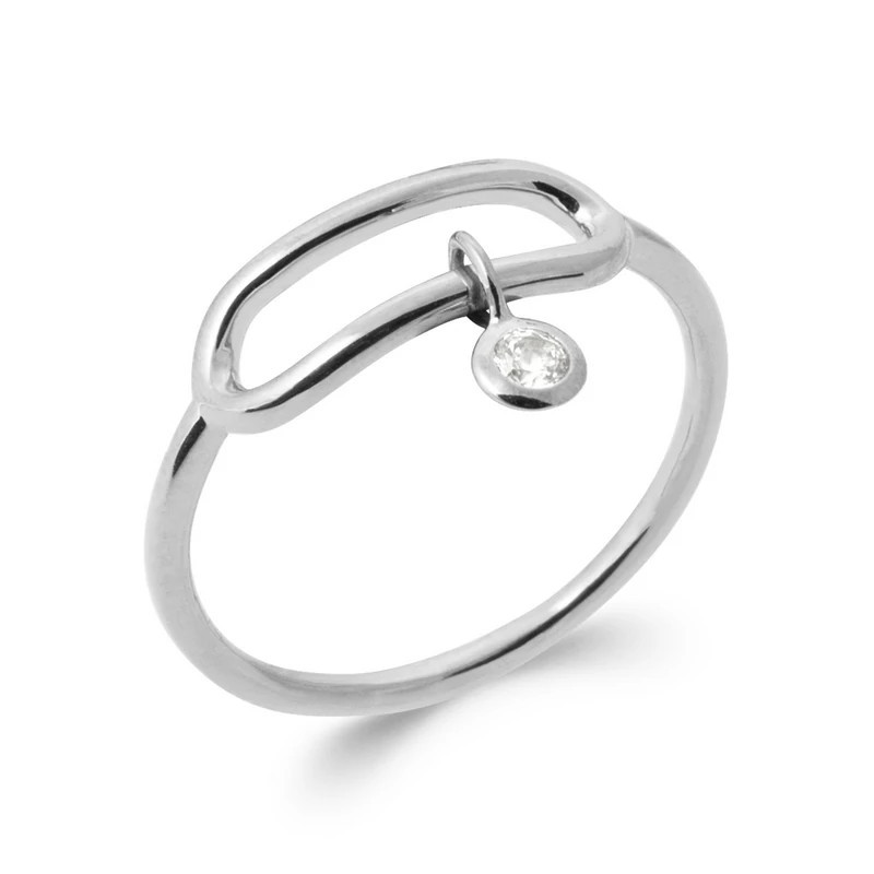 Bague argent 925 fine – ovale ajouré & zirconium blanc