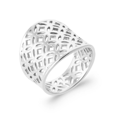 Bague ajourée en argent 925 – Design graphique chic – 6,58 g