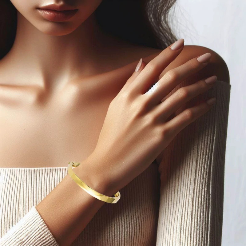 Bracelet jonc femme 7 mm en plaqué or – Chic et minimaliste