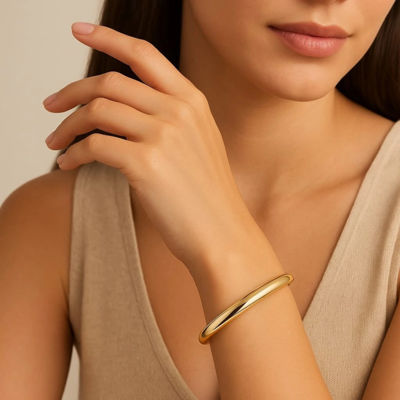 Bracelet jonc bombé plaqué or – Largeur élégante et galbe féminin