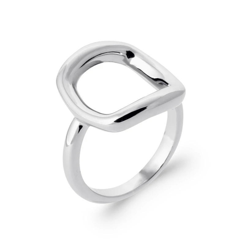 Bague argent 925 – Design carré incurvé ajouré sur anneau fin