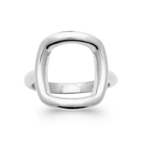 Bague argent 925 – Design carré incurvé ajouré sur anneau fin