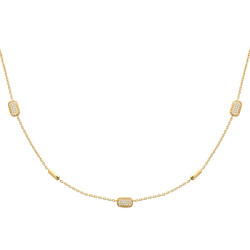 Collier avec petits rectangles ovalisés pavés d’oxydes de zirconium blancs – bijou chic et raffiné