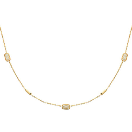 Collier avec petits rectangles ovalisés pavés d’oxydes de zirconium blancs – bijou chic et raffiné