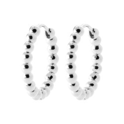 Créole perlée en argent 925‰ – finition lisse et brillante, diamètre 20 mm, fermoir cliquet