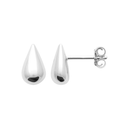 Boucles d’oreilles en argent 925‰, forme poire galbée lisse et brillante, fermoir tige et poussette – 2,73 g