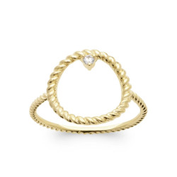 Bague plaqué or – Cercle ajouré torsadé avec zirconium blanc