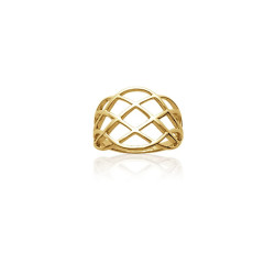 Bague plaqué or bombée – Ajourée croisillons géométriques