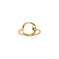 Bague plaqué or – Cercle ajouré incurvé avec boule ronde