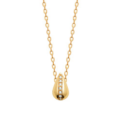 Collier en plaqué or 750‰ pendentif goutte arrondie orné d’une barrette de zirconiums blancs – bijou chic et féminin