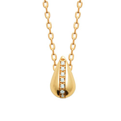 Collier plaqué or – Maille forçat & pendentif goutte serti de zirconiums