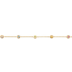 Collier plaqué or 45 cm avec pierres diamantées multicolores – maille forçat