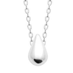Collier argent 925 rhodié avec fine goutte d’argent suspendue
