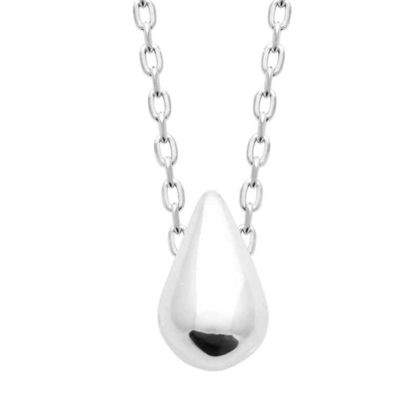 Collier argent 925 rhodié avec fine goutte d’argent suspendue
