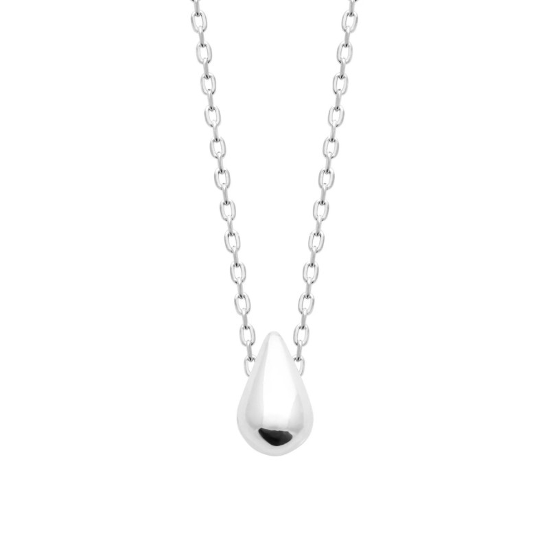 Collier en argent 925 rhodié orné d’une fine goutte d’argent suspendue sur chaîne maille forçat