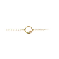 Bracelet plaqué or 750 3 microns orné d’un cercle ajouré avec trois oxydes de zirconium blancs sertis à l’intérieur
