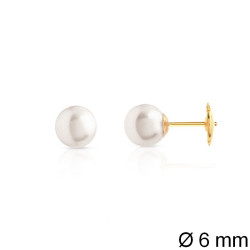 Boucles d’oreilles en or jaune 750‰ avec perles Akoya blanches de 6 mm – lustre intense et fermoir sécurité Gardian – 0,89 g