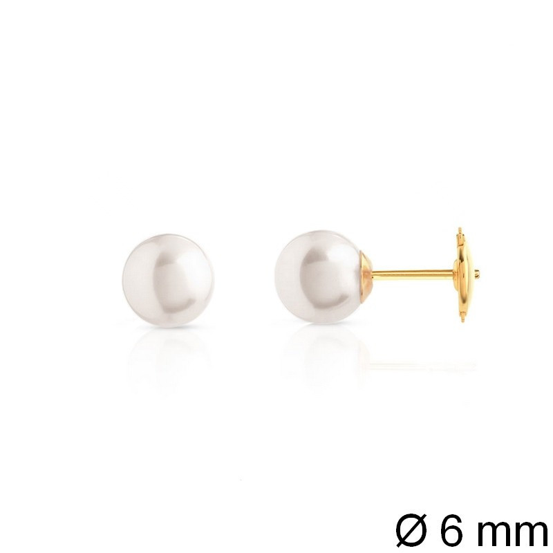 Boucles d’oreilles en or jaune 750‰ avec perles Akoya blanches de 6 mm – lustre intense et fermoir sécurité Gardian – 0,89 g