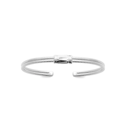 Jonc homme en argent rhodié diamètre 62 mm, design double corde avec cylindre central – 13,39 g
