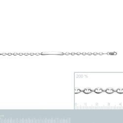 Bracelet identité enfant en argent 925 avec maille double gourmette et plaque rectangulaire 5 mm à graver