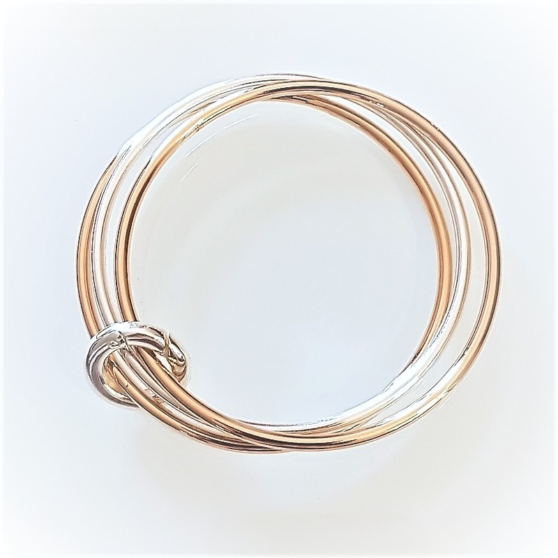Bracelet argent 3 joncs bicolore