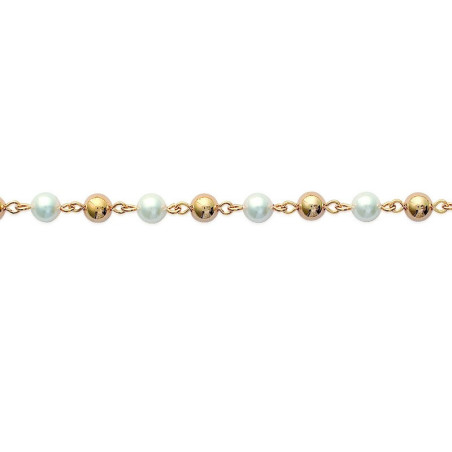 BRACELET BOULES & PERLES PLAQUE OR