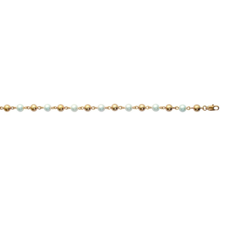 BRACELET BOULES & PERLES PLAQUE OR