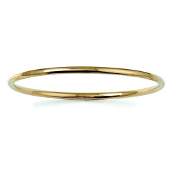 Bracelet jonc rigide en plaqué or 750, fil rond 3 mm, diamètre 62 mm 66 mm