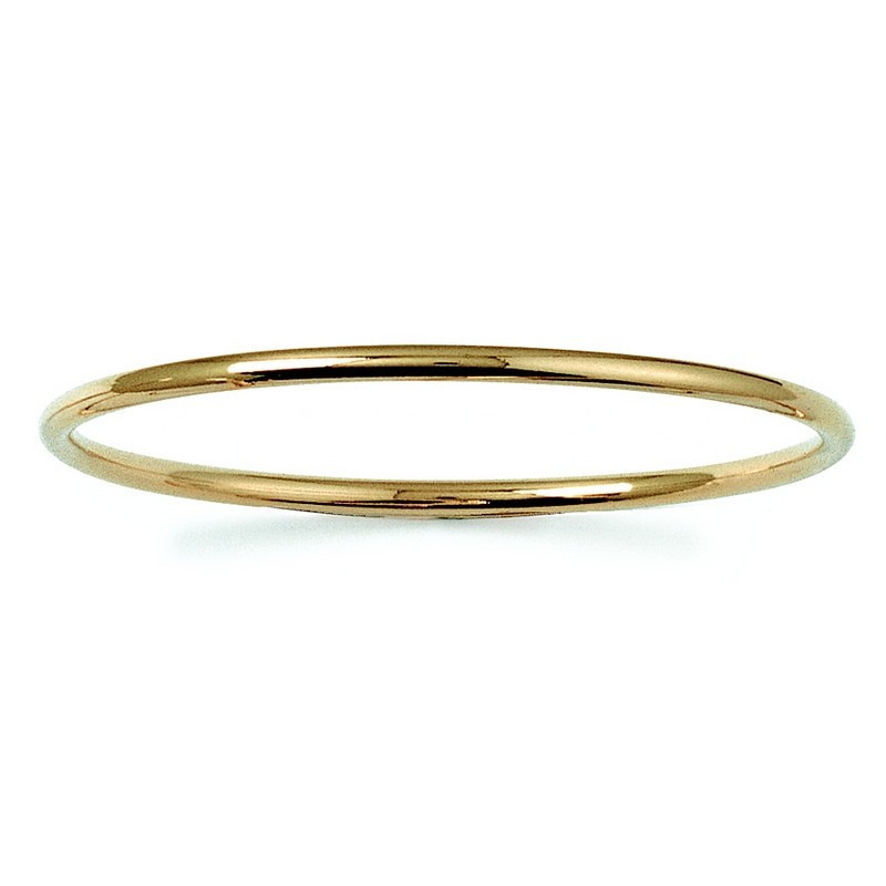 Bracelet jonc rigide en plaqué or 750, fil rond 3 mm, diamètre 62 mm 66 mm