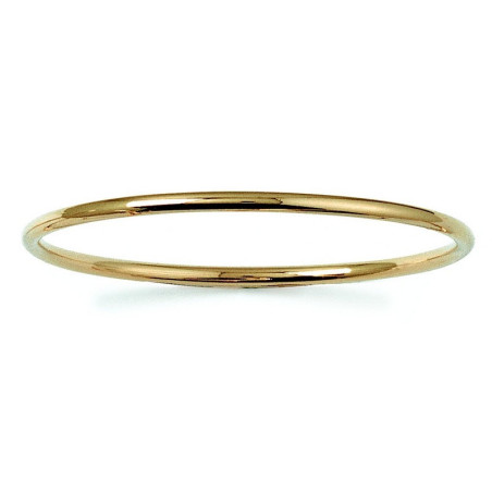 Bracelet jonc rigide en plaqué or 750, fil rond 3 mm, diamètre 62 mm 66 mm