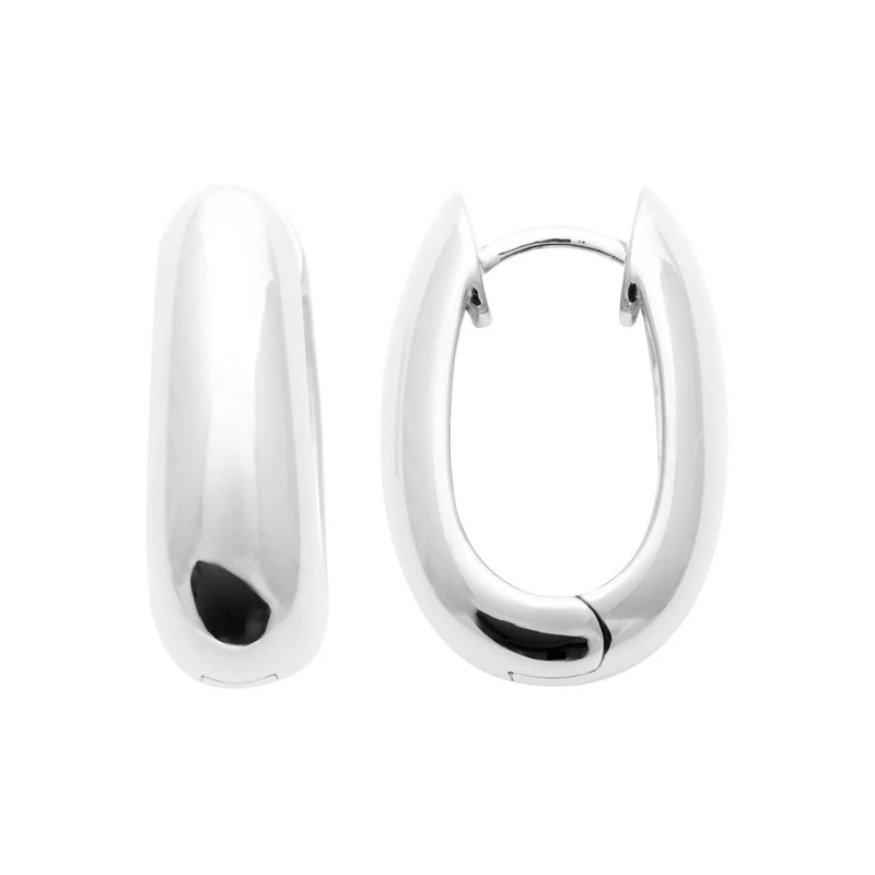 Boucles D'oreilles Créoles Stylisées En Argent 925 Plaqué - Neuf Sans Emballage